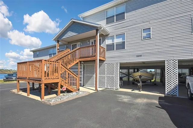 a view of a balcony with a potted plant
