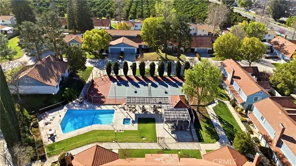an aerial view of a house