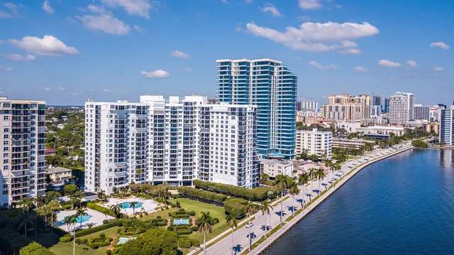 a view of a balcony with city view