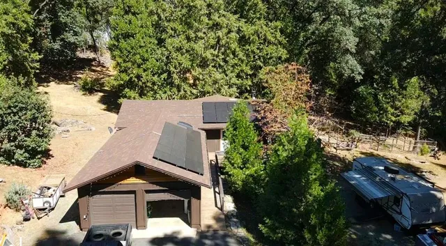 an aerial view of a house