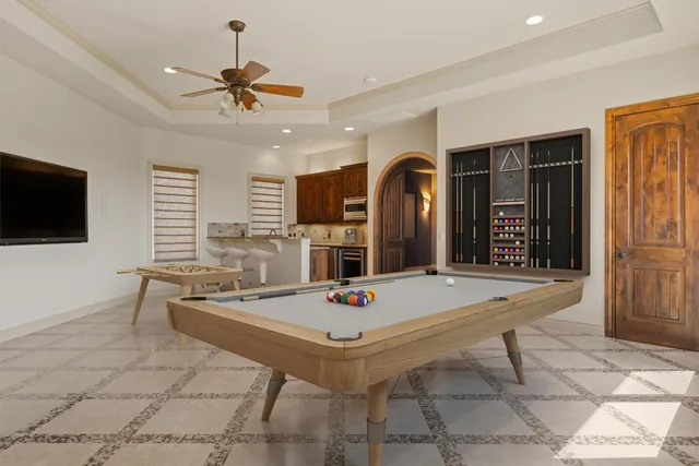 a workspace with furniture and window