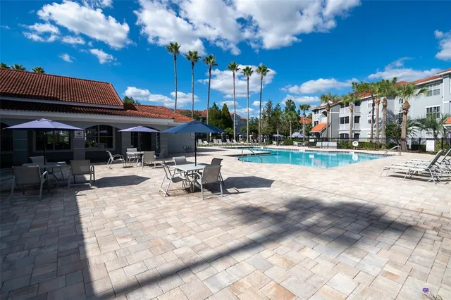 a park view with a bench