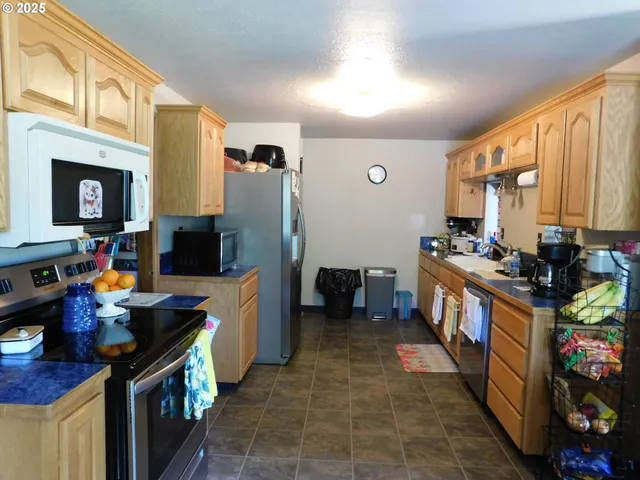 a kitchen with lots of counter top space