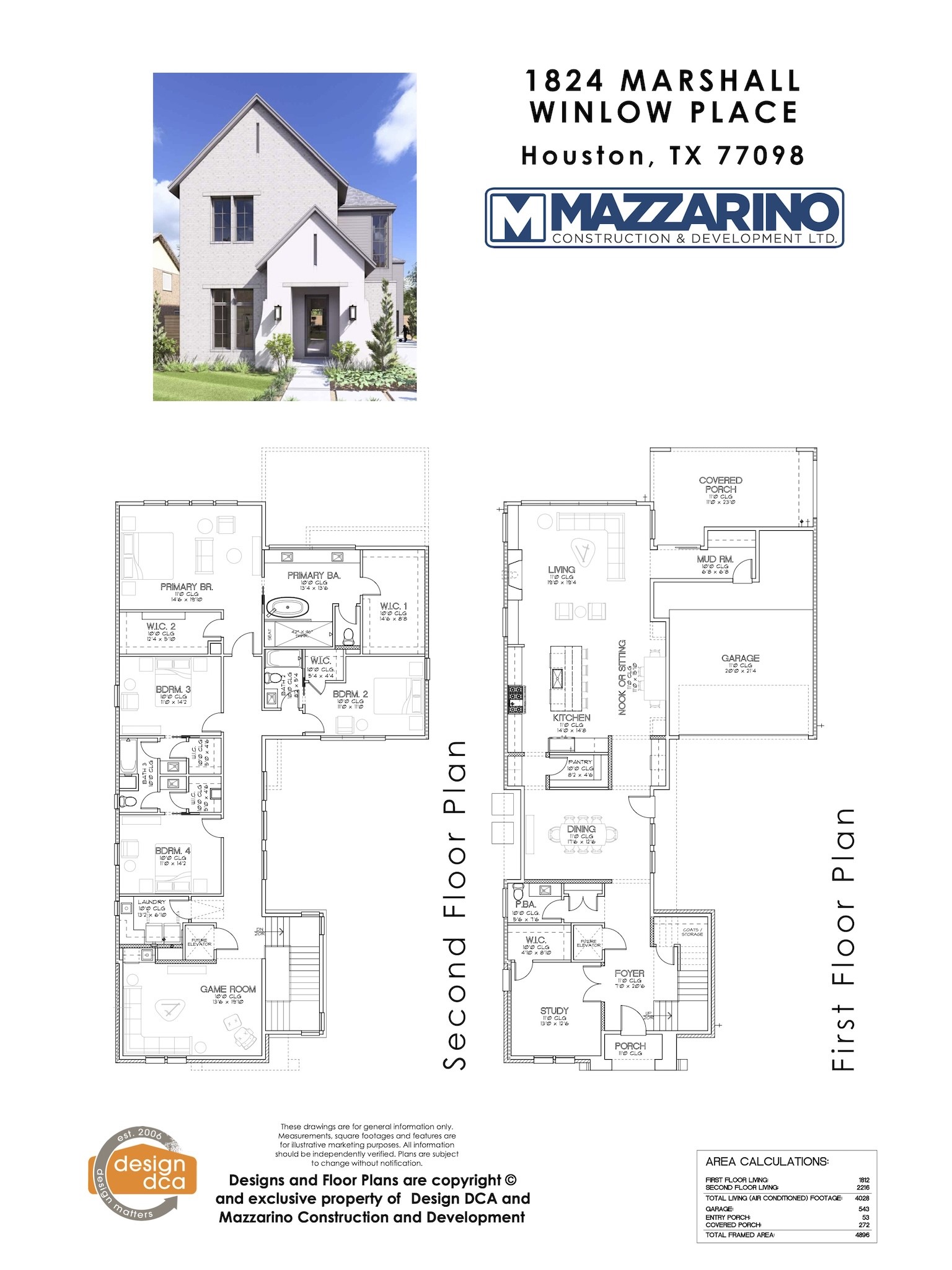 1824 Marshall Street Houston, TX 77098 - Photo 3 of 50 Please be aware that these plans are the property of the architect/builder designer that designed them not DUX Realty, Mazzarino Construction or 1824 MARSHALL LLC and are protected from reproduction and sharing under copyright law. These drawing are for general information only. Measurements, square footages and features are for illustrative marketing purposes. All information should be independently verified. Plans are subject to change without notification.