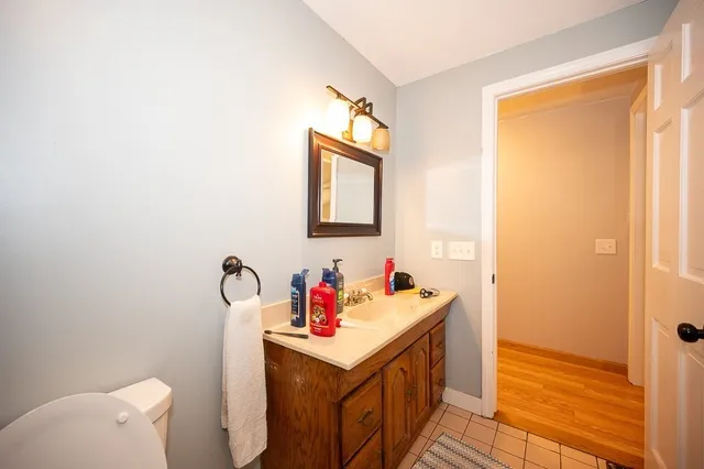 a bathroom with a sink toilet and vanity