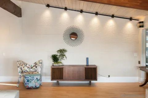 a view of a garden from a living room
