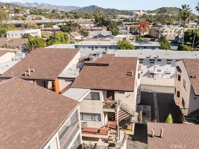an aerial view of a house