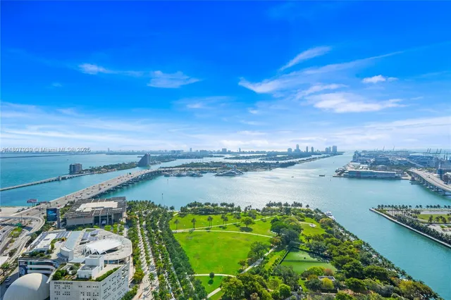 a view of a lake with a city