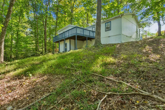 a backyard of a house with lots of green space