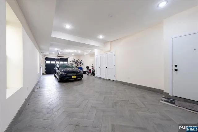 a view of a car in garage