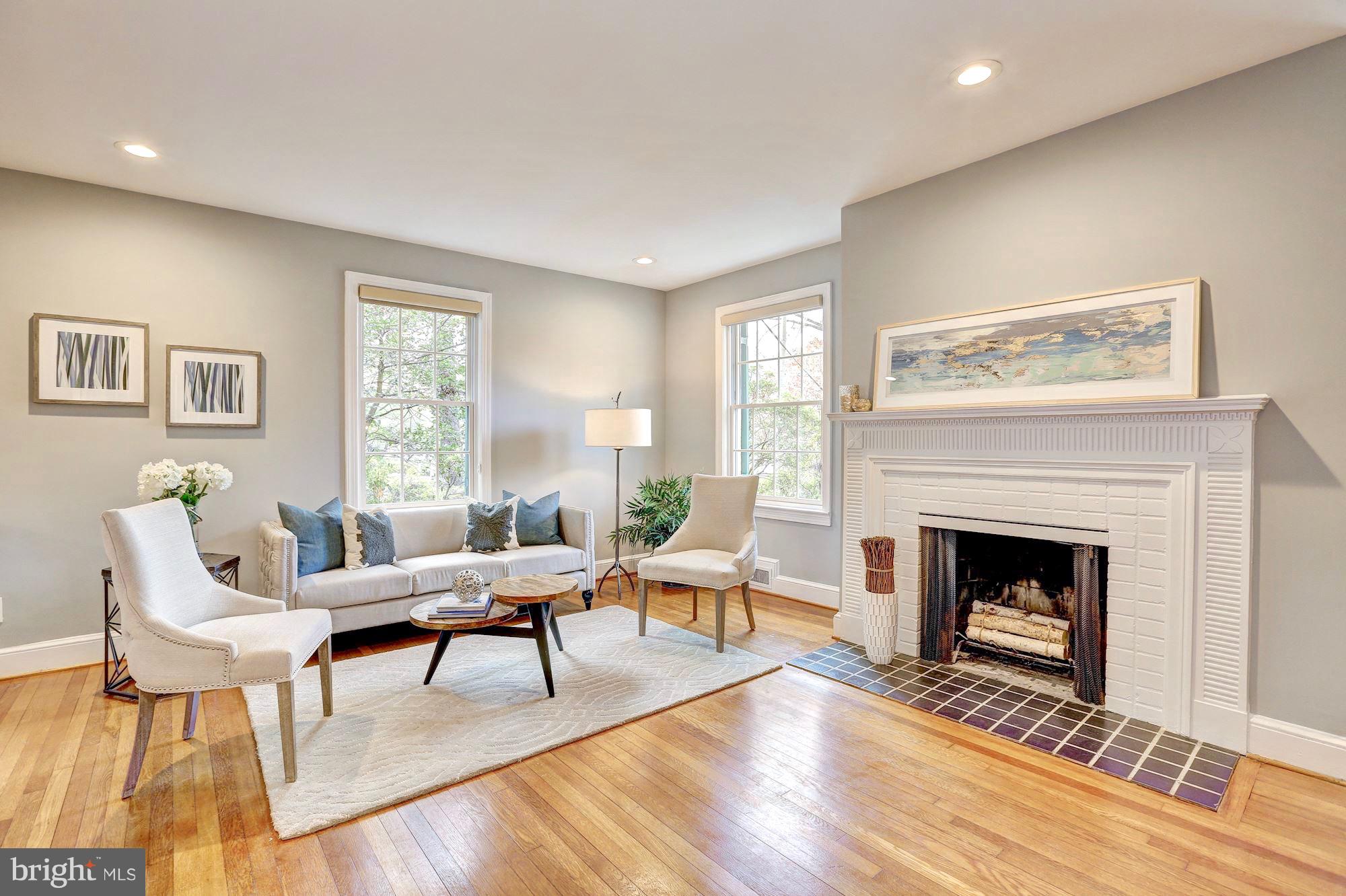 6613 32nd Street Northwest Washington, DC 20015 - Photo 8 of 47 Rich details in fireplace mantle and tile work.
