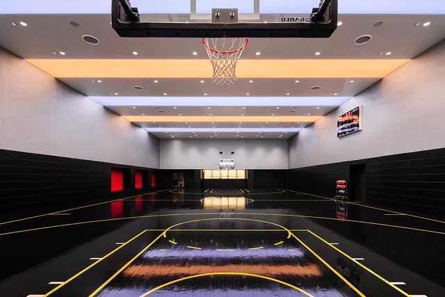 a room with gym equipment