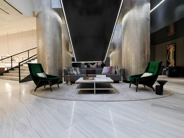 a living room with furniture