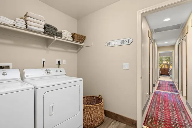 a view of swimming pool with a garden