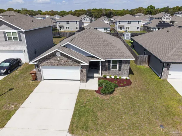 an aerial view of a house
