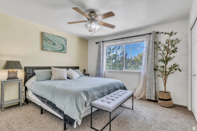 814 North 175 East Springville, UT 84663 - Photo 10 of 18 Bedroom featuring light carpet and ceiling fan