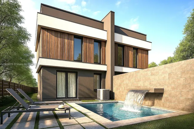 a front view of a house with entertaining space