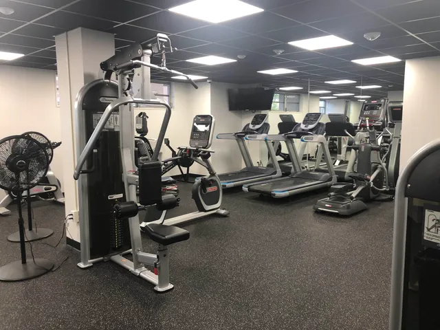 a view of a room with gym equipment