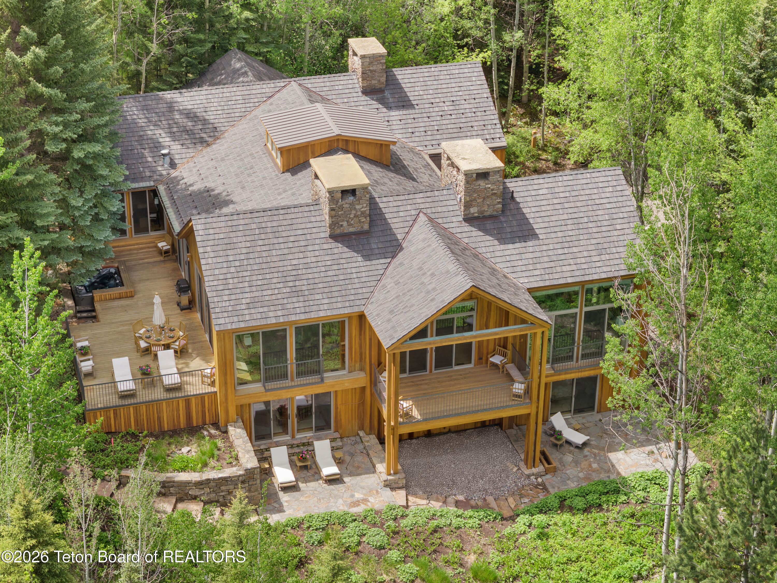 5070 Beavertail Road Wilson, WY 83014 - Photo 29 of 34 Aerial View of Home & Grounds