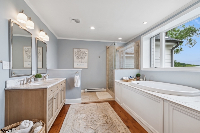 23 Spring Hill Road Annandale, NJ 08801 - Photo 22 of 48 a spacious bathroom with a granite countertop sink mirror and a bathtub