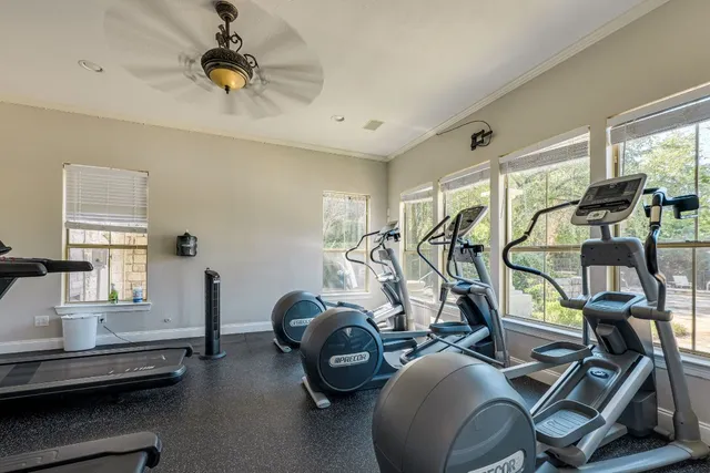 a view of a room with gym equipment