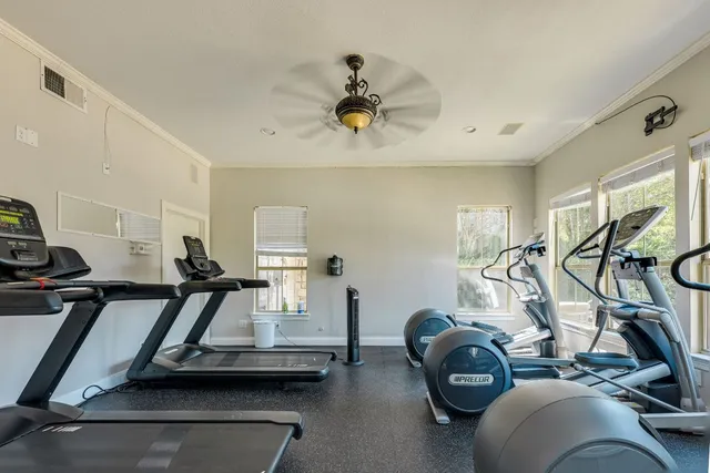 a view of a room with gym equipment