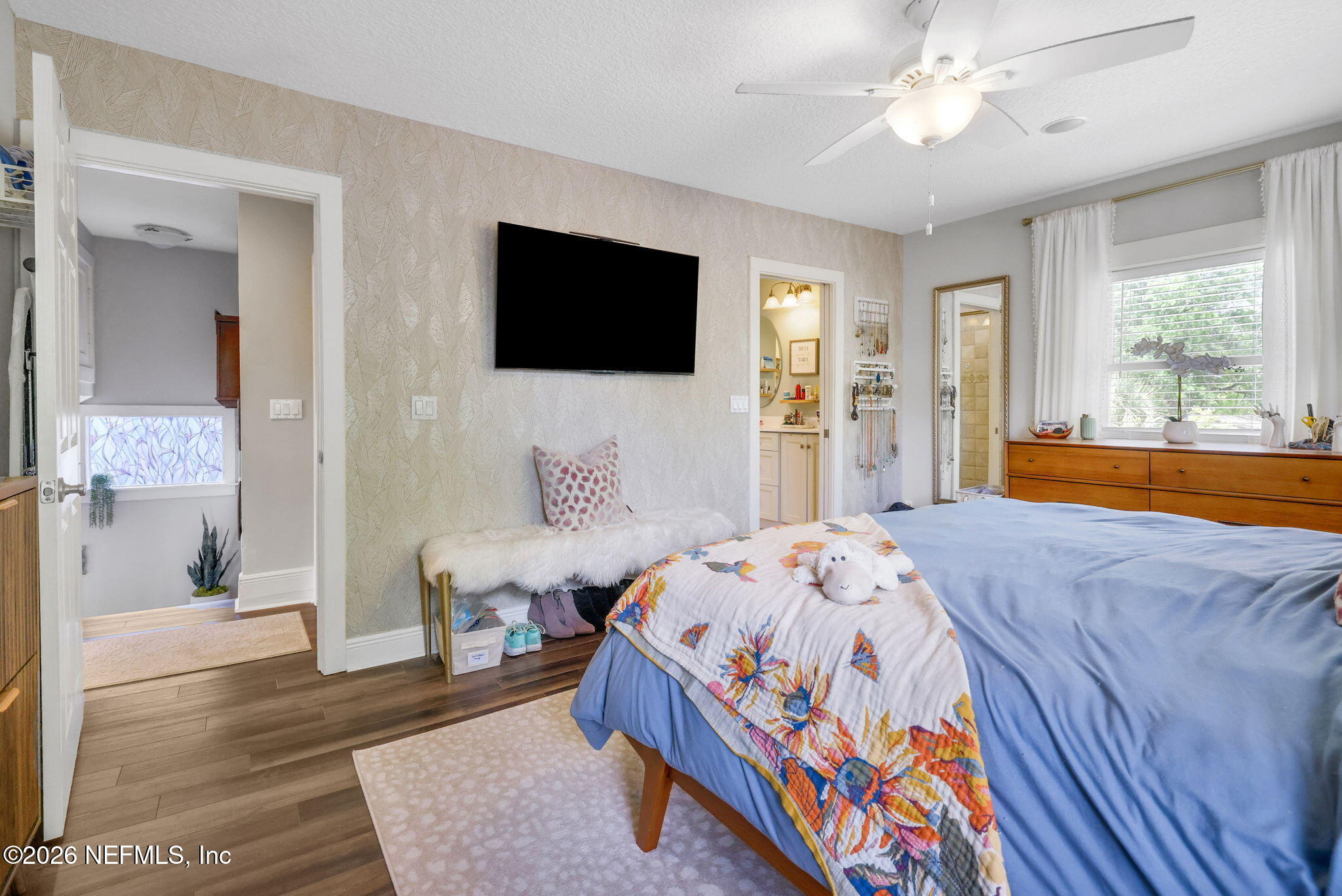 2837 Post Street Jacksonville, FL 32205 - Photo 40 of 70 a bedroom with a bed and a flat screen tv