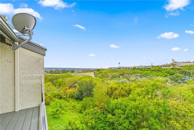 a view of an ocean and a building