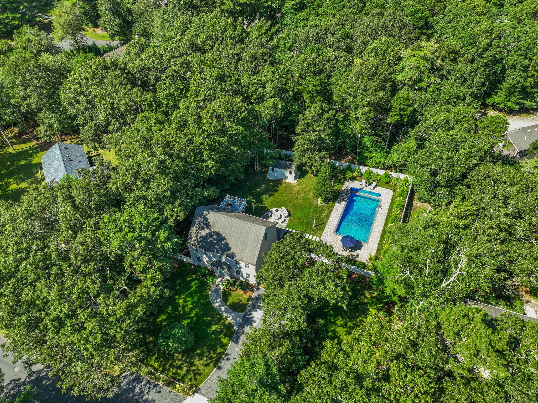 41 Old Fields Road Sandwich, MA 02563 - Photo 41 of 47 an aerial view of a house with a yard and lake view