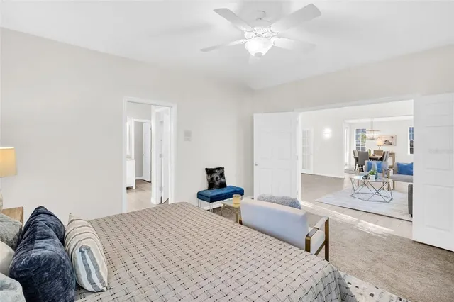 a view of balcony with wooden floor