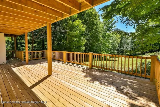 a view of a wooden deck