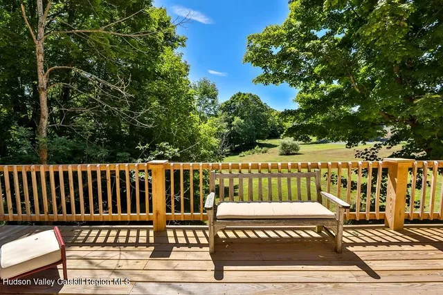 a view of a wooden deck