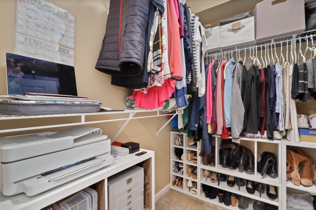 225 Main Street, Unit 214 Roselle, IL 60172 - Photo 17 of 27 a view of walk in closet with clothes and shoes