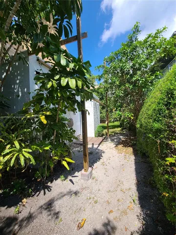 a view of a backyard with plants