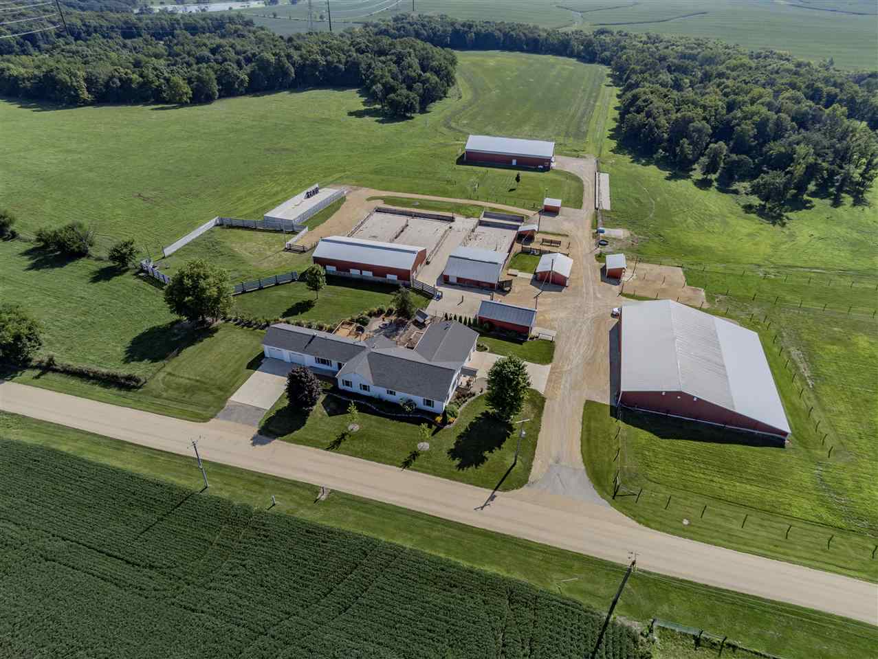 3517 North Marrill Road Byron, IL 61010 - Photo 5 of 36 an aerial view of a house with swimming pool garden and outdoor seating
