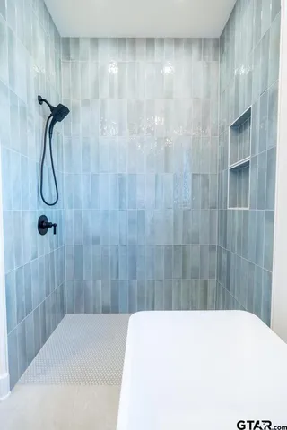 a bathroom with a shower