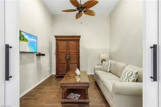 a living room with furniture