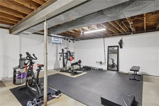 a view of a room with gym equipment