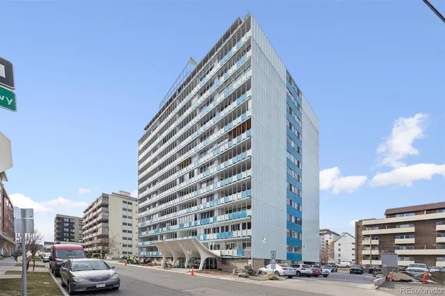 a city view with tall buildings