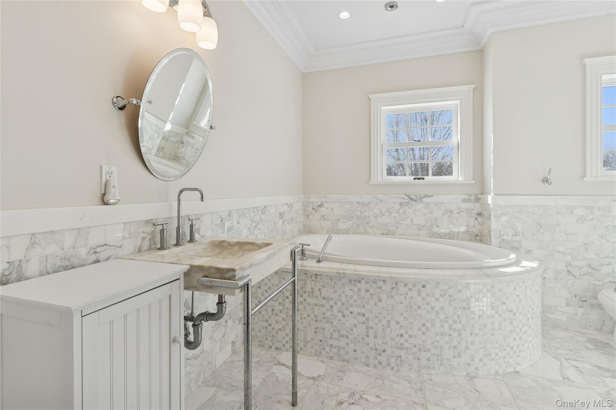 1680 Lands End Road Orient, NY 11957 - Photo 27 of 50 Luxurious Marble and Tile Ensuite Bath