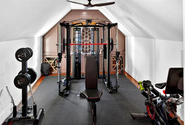 a view of a room with gym equipment