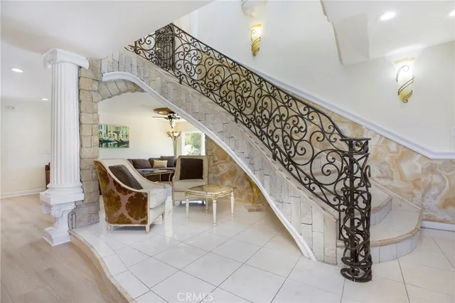 a dining room with furniture
