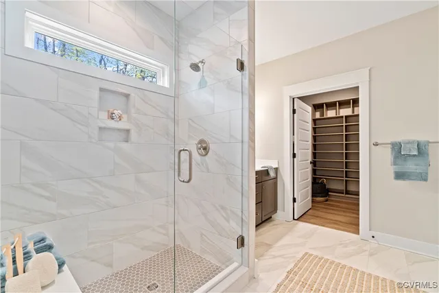 a bathroom with a shower