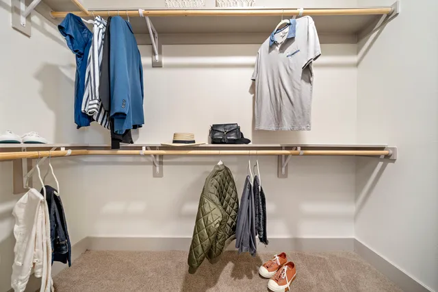 a close view of a walk in closet