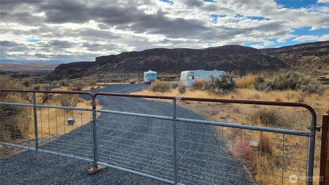 a view of an outdoor space and mountain view