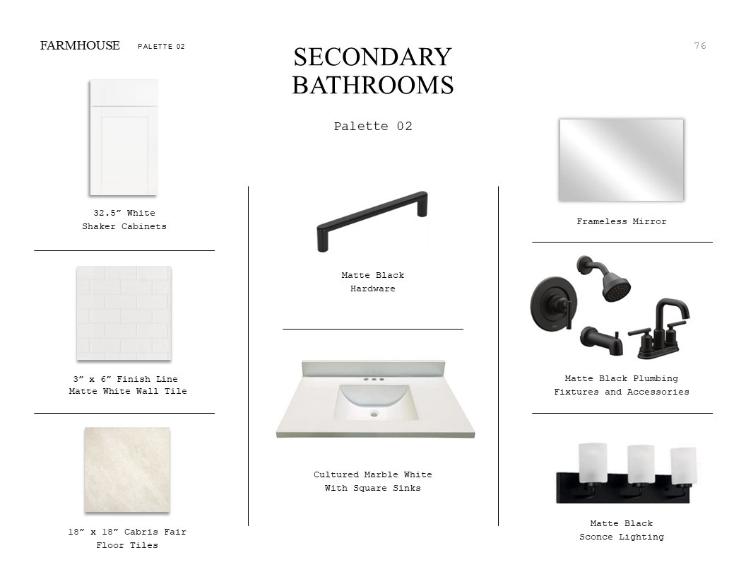 510 Samuel Rdg Drive Dayton, TX 77535 - Photo 18 of 33 Farmhouse Look Palette 2: Secondary Bathroom Selection Sheet (*Artist rendering used for illustration purposes only.)