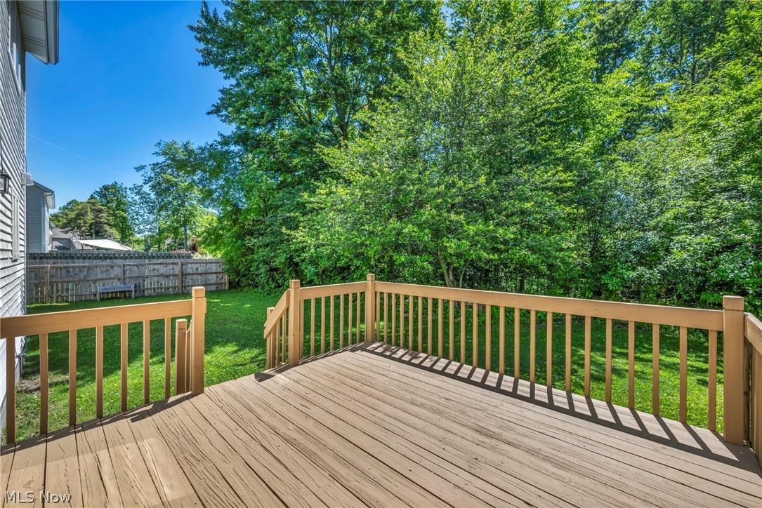 9842 Johnnycake Ridge Road Mentor, OH 44060 - Photo 32 of 40 Expansive wood-finish deck with natural-toned railings overlooking a manicured lawn