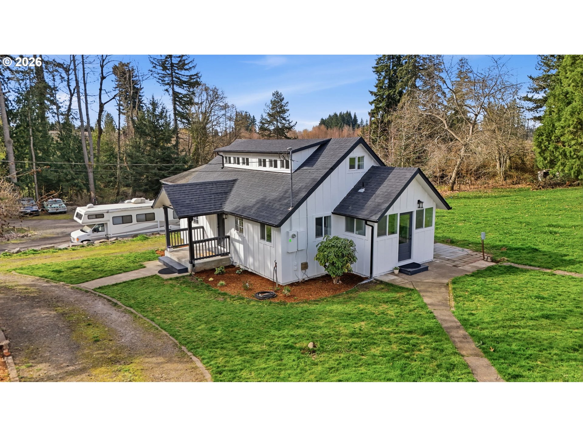 8207 Southeast Cottrell Road Gresham, OR 97080 - Photo 32 of 42 a aerial view of a house with a yard