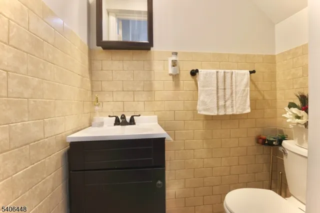a bathroom with a sink toilet and mirror