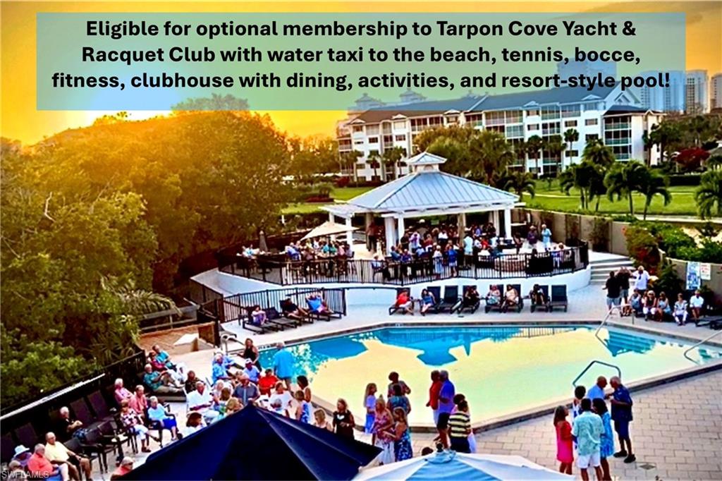 1300 Venetian Way Naples, FL 34110 - Photo 22 of 40 Eligible for optional membership to Tarpon Cove Yacht & Racquet Club with water taxi to the beach, tennis, bocce, fitness, clubhouse with dining, activities, and resort-style pool!